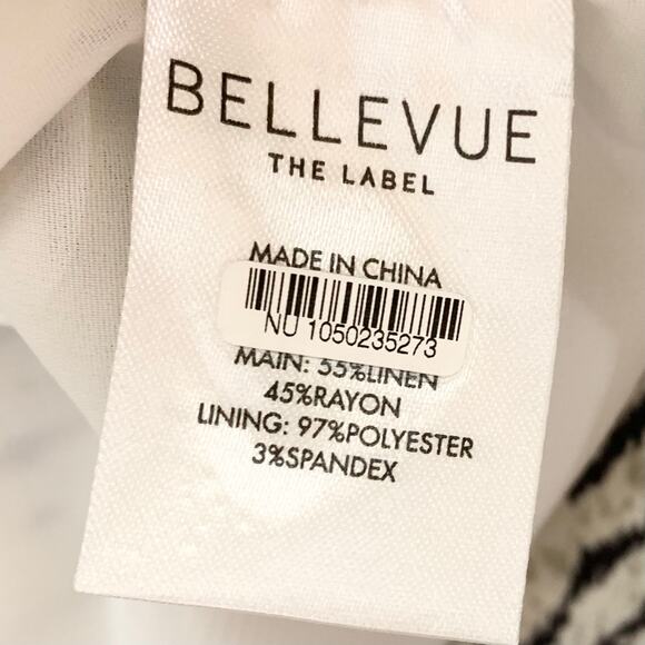 Anthropologie Womens Bellevue My Way Mini Skirt Linen Blend White Black Small - Picture 5 of 14